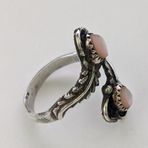 Vintage Signed RB Richard Begay Native Navajo 925 Sterling MOP Bypass Ring 7.75 - Picture 3 of 8